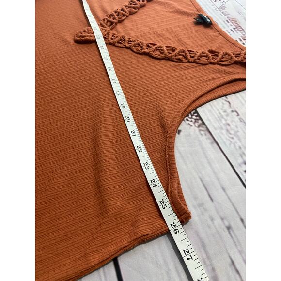 Torrid 4 Sleeveless Top Womens 4X Orange Stretch Crochet V Neck - Picture 6 of 11